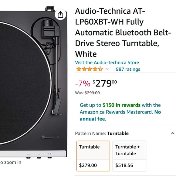 SOLD NEW Vinyl Turntable - White - Picture 3 of 5